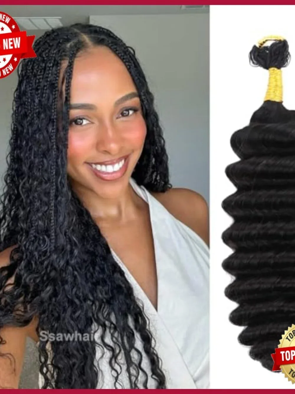 Deep Wave Crochet Human Hair Extensions 14 Inch Pre-Separated Reusable